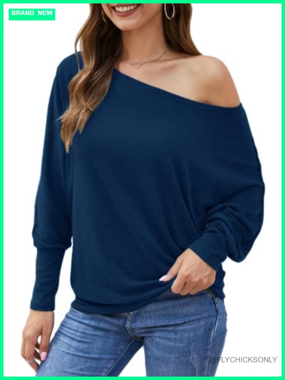 Aifer Women's Off Shoulder Oversized Batwing Sweater Tunic Top Casual